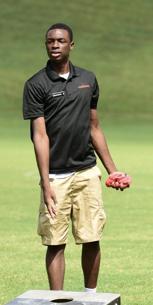 Miracle Oruchukwu taking part in a Hargrave Military Academy outdoor activity